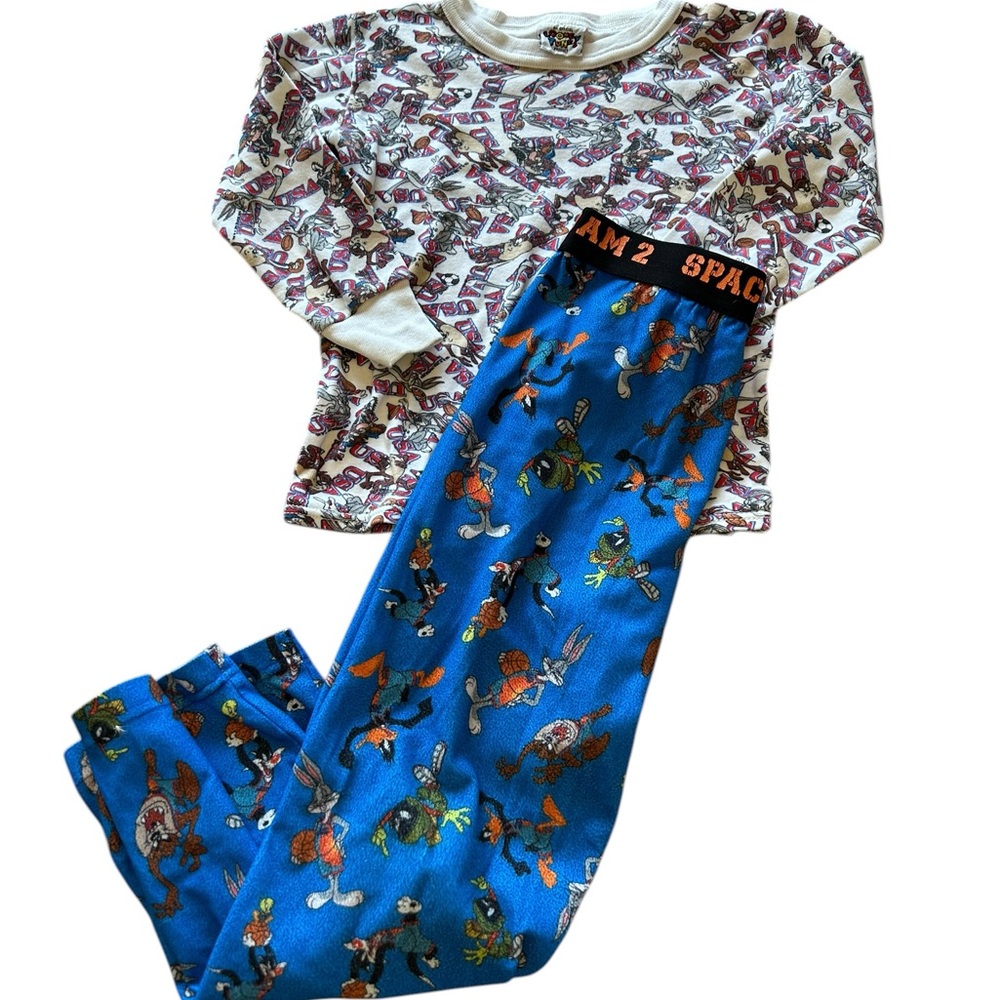 Vintage Looney Tunes Warner Bros. Blue & Cream Looney Tunes Kids Pajama Set